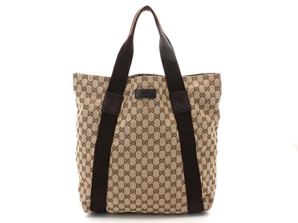 Gucci Tote Bag Canvas Beige Cream Brown